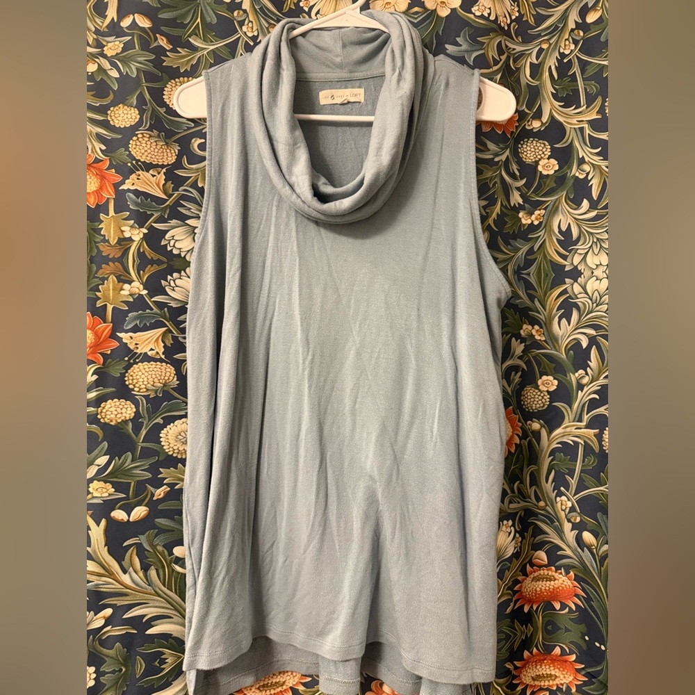 LOFT Light Blue Sleeveless Cowl Neck Top